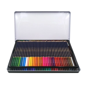 Juego de lápices de colores acuarelables en caja metálica con pincel profesional