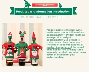 Detailed size specifications of knitted Santa, Reindeer, and Snowman wine bottle covers
