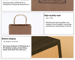 Detail of brown kraft paper bag showing reinforced handles and leak-proof bottom construction