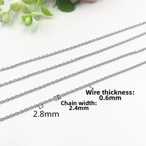 Detail view of 2.4mm steel cross chain with 0.6mm thickness for jewelry DIY making