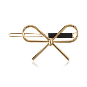 Elegant gold-tone bow hair clip made of zinc alloy with non-slip rubber grip