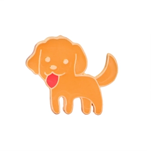 Mignonne épingle en émail de dessin animé Golden Retriever avec finition orange et dorée