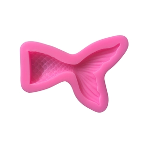 Pink silicone mermaid tail mold for fondant and chocolate baking with scale textures