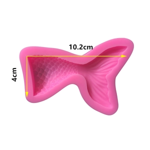 Pink silicone mermaid tail fondant mold 10.2cm for cake baking and chocolate crafts
