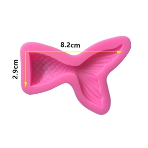 Pink silicone mermaid tail mold for fondant and chocolate, size 8.2cm by 2.9cm