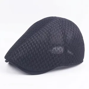 Men Summer Mesh Beret Flat Cap Breathable Lightweight Sun Hat Adjustable British Style Outdoor Ivy Cap