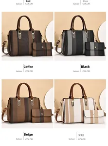 Détails du sac à main tendance avec portefeuille assorti et texture de tissage