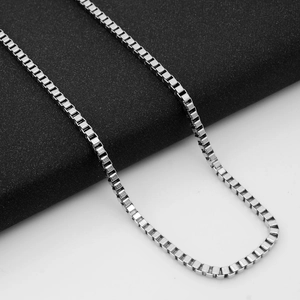 Classic silver stainless steel box chain necklace with durable polished square links
