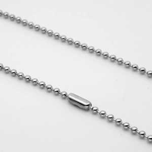 Polished silver 304 stainless steel ball chain necklace with a smooth cylinder clasp