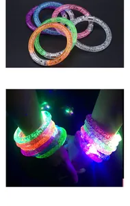 Close-up of colorful LED acrylic bubble bracelets showing interior texture and light effect
