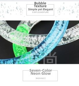 Macro detail of LED acrylic bracelet featuring neon bubble texture and color gradient