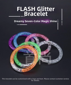 Macro detail of LED acrylic glow bracelets showing internal bubble texture and power switch