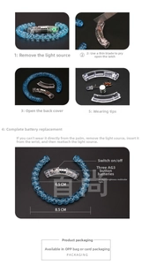 Detail showing LED acrylic bracelet structure with AG3 battery replacement guide