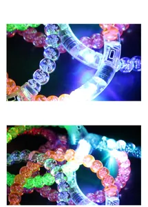 Macro shot of LED glowing acrylic bracelets with bubble texture in multiple neon colors