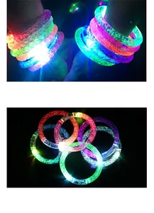 Close-up of LED glowing acrylic bubble bracelets in multiple vibrant colors for parties
