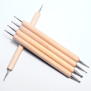 Lot de 5 outils de pointillage en bois à double extrémité avec pointes en acier inoxydable