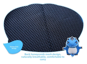 Close-up of breathable honeycomb mesh fabric on dinosaur backpack for toddlers
