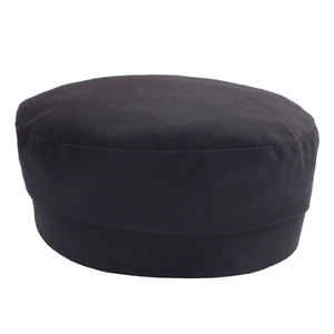 Classic black cotton flat top sailor cap with reinforced stitching for men and women