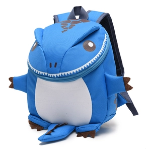Blue cartoon dinosaur kids backpack for toddler boys girls with soft felt claws and scales