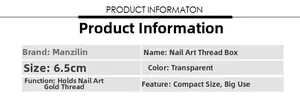 Detailed size specifications for transparent 6.5cm nail art striping tape dispenser box