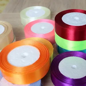 Various colored 2cm satin ribbons for cake gift packaging and wedding decoration