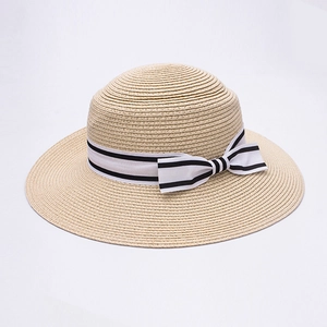 Women Straw Sun Hat Large Brim Foldable Paper Woven Beach Cap Elegant Bow Ribbon Summer UV Protection