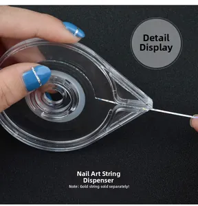 Detailed macro view of a clear plastic dispenser for nail art striping tape rolls