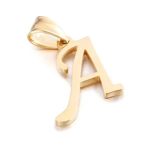 Alphabet Initial Letter Pendant 18K Gold Plated Stainless Steel Polished Capital Charms Jewelry For Women Men
