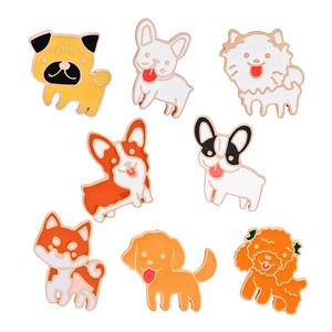 Mignon Dessin Animé Chien Émail Broche Badge Alliage Animal Broche Pour Vêtements Sac À Dos Golden Retriever Caniche Bouledogue Français Corgi Bijoux Cadeau