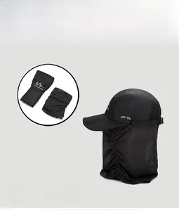 Detail of outdoor sun hat featuring UPF 50+ mesh fabric and foldable design for portability