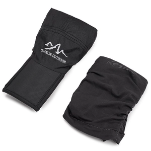 Outdoor sun protection arm sleeves in black with breathable fabric and mountain logo