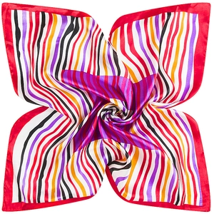 Foulard carré satiné avec rayures géométriques colorées pour femmes professionnelles