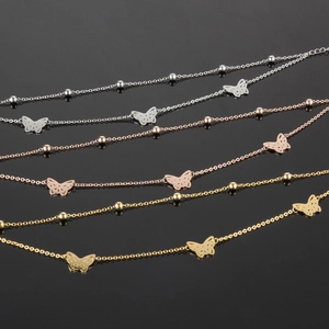Three-color titanium steel butterfly chain rings in silver rose gold and gold finishes