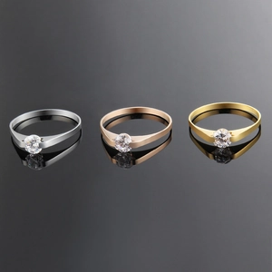 Minimalist Titanium Steel Solitaire Ring Zirconia Inlaid Electroplated Polished Couple Band Ring Fashion Jewelry For Women