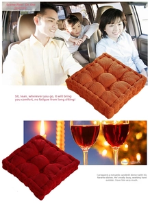 Thick quilted corduroy square cushion with nine-point positioning and plush texture