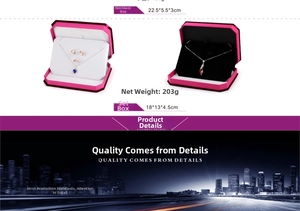 Pink jewelry gift boxes for necklace and earring set with velvet interior display