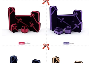 Deep bordeaux and purple velvet jewelry gift boxes with ribbon bows in various sizes