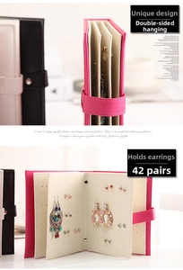 Detail view of page-style PU leather earring storage book with 42-pair large capacity