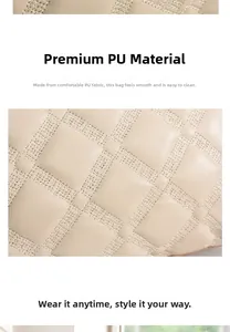 Macro shot of apricot PU leather with elegant diamond quilted stitching and soft texture