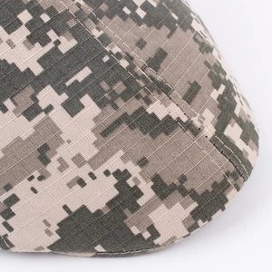 Outdoor camouflage newsboy cap with durable ACU digital pattern and reinforced stitching