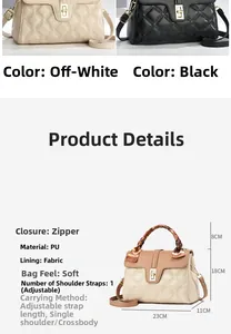 Detail view of stylish quilted PU leather crossbody bag with decorative handle scarf
