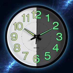12-inch luminous wall clock with dual day-night display and quartz movement