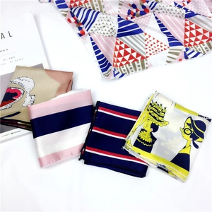 Elegant Printed Square Scarf For Women Satin Faux Satin Neckerchief For Professional Office Wear Hair Band Accessory