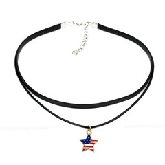 Double-layered black choker featuring a golden star pendant with US flag pattern