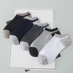 Set di 5 paia di calzini corti da uomo in cotone con tallone e punta in colori vivaci