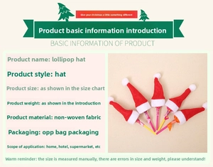 Set of 5 mini Christmas lollipop hats made of red and white non-woven fabric