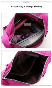 Borsa a spalla in nylon con grande capacità e tasca interna con cerniera