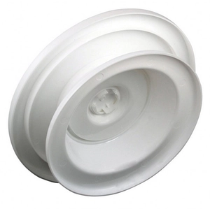 Detail view of the smooth rotating surface of the white PP plastic cake turntable