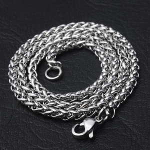 Collar Cadena De Trigo Acero Inoxidable Franco Eslabón Cadena De Quilla Para Hombres Mujeres Con Cierre De Langosta Accesorio