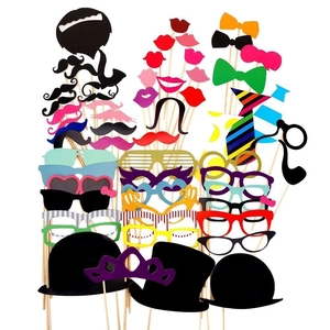 Set of 33 fun movie party photo booth props with paper cards and wooden sticks